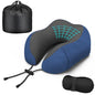 Neck Travel Pillow, Upgraded Memory Foam Pillow for Airplane, Machine Washable, Adjustable Flight Pillow, Suitable for Sleeping Airplane, Car, Office and Home (Blue)