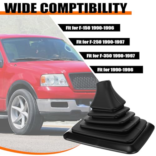 Outus Manual Shifter Rubber Boot Cover Compatible with 1990-1997 F150 F250 F350 Bronco Manual Transmission Gear Shift Lever Knob Boot with Mounting Bracket Replaces #F5TZ7277BA