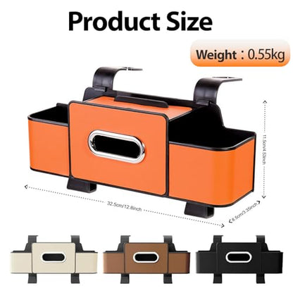 ZenChef Three-in-one Car Organizers and Storage, 2025 New Multi-function Car Tissue Holder, Multi-function Backseat Car Organizer with Cup Holder, Tissue Box, Hook (brown) - color: Brown