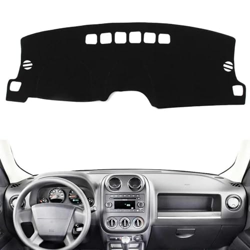 Car Dashboard Cover Anti-Scratch Dash Cover Interior Dash Covers - for Jeep Patriot Compass 2011 2012 2013-2017, Black(Black Edge)