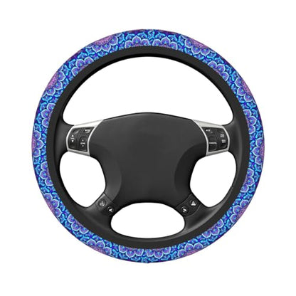 Blue Mandalas Elastic Steering Wheel Cover Non-Slip Breathable Steering Wheel Protector Fit Auto, SUVs, Truck - color: Blue Mandalas