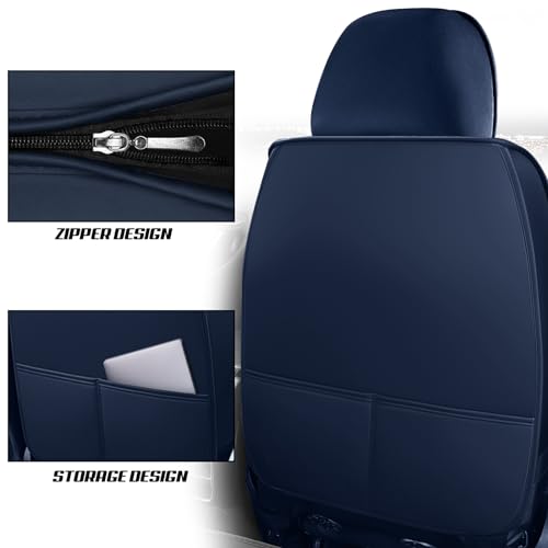 Car Seat Covers for Kia K5 2021-2026, Premium Nappa Leather, Waterproof, Anti-Slip, Full Coverage, Airbag Compatible, Breathable, All-Weather, Easy Install (5 Seats, Blue&White) - color: 5 Seats - Blue&White, size: Kia K5 2021-2026
