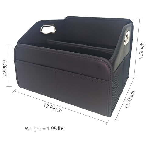 Car Trunk Organizers Small PU Leather，Car Basket for Organizers and Storage，Car Caddy Collapsible Multi Compartment Container Box