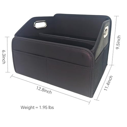 Car Trunk Organizers Small PU Leather，Car Basket for Organizers and Storage，Car Caddy Collapsible Multi Compartment Container Box
