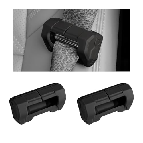 2 PCS Car Seat Belt Buckle Covers, Anti-Scratch Silicone Auto Seatbelt Clips Protector, Universal Seat Belt Buckle Protective Sleeve for SUVs Vans Trucks, Car Accessories (Black) - color: Black