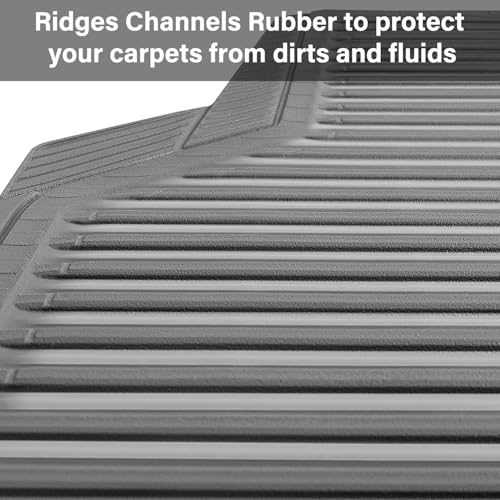 CAR PASS Rubber Car Mats,Car Floor Mats All Weather,Car Mats Full Set 4-Piece,Waterproof Automotive Floor Mats Trim to Fit for Most Cars Sedans SUVs Vans,Heavy Duty Anti-Slip Easy Clean, All Gray - color: Gray
