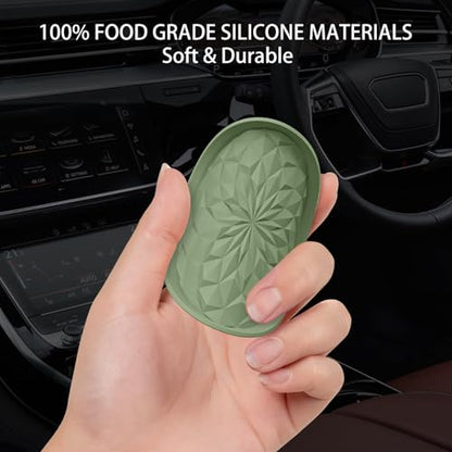 Car Coasters for Cup Holders [4 Pack] - 2.75In Silicone Auto Mug Mats - Universal Non-Slip Recessed Car Interior Accessories Olive Green - color: 4pack-olive Green