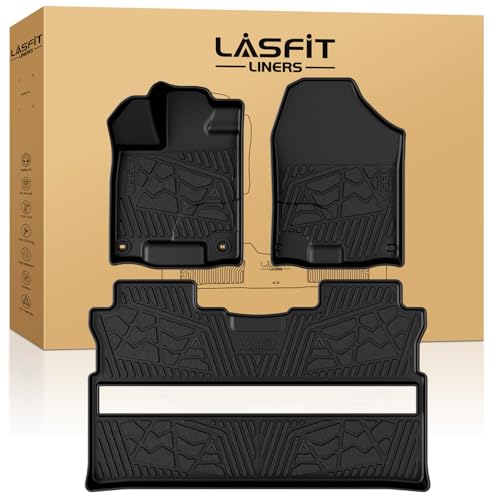 LASFIT Floor Mats for Honda Ridgeline 2026 2025 2024 2023-2017 Crew Cab, All Weather Protection TPE Non-Slip Custom Fit Automotive Accessories Floor Liners 1st & 2nd Row, Black - style: 8）For Honda Ridgeline | 2017-2026 | 1st & 2nd Row