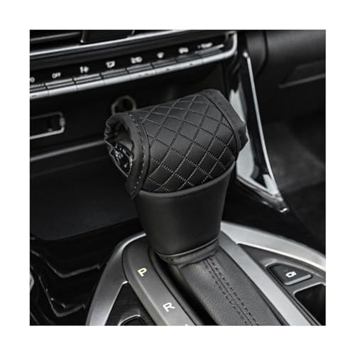 Car Gear Shift Knob Cover, Leather Vehicle Gear Shifter Stick Protector, Anti-Slip Automotive Interior Shifting Lever Decoration Accessories, Universal for SUV, Truck, RV（Black） - color: Black