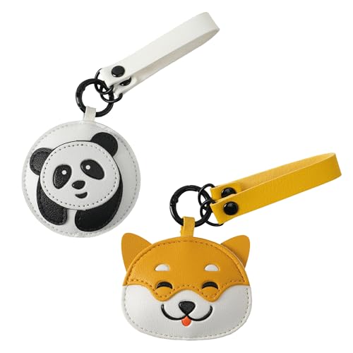 Cute Cartoon Keychain for Girl and Boy, 2 PCS Animal Key Ring Charm for Handbag, Purse, Backpack, Car Keys - color: White Yellow (Panda+dog)