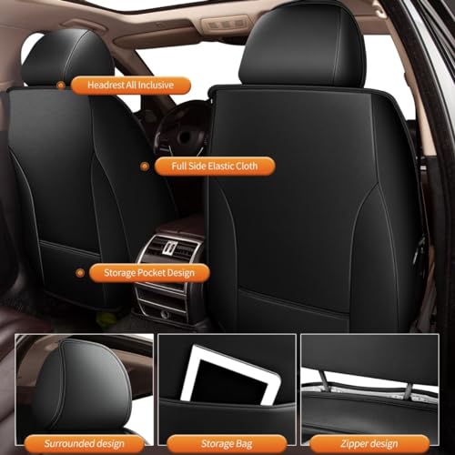 AOMSAZTO 2 Front Car Seat Covers Fit for Honda Ridgeline 2006-2025: Waterproof Faux Leather Seat Covers Compatible Airbag (Black) - color: #016 Black, size: 2006-2014&2024-2025-2 front seat covers only
