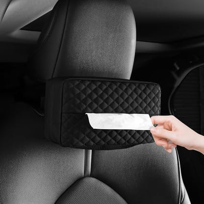 Car Tissue Holder, Car Napkin Cover, Car Tissue Box, Car Tissue Paper Box, Napkin Holder for Car, Tissues Box Suitable for 120 Standard Tissues - Black - color: Black