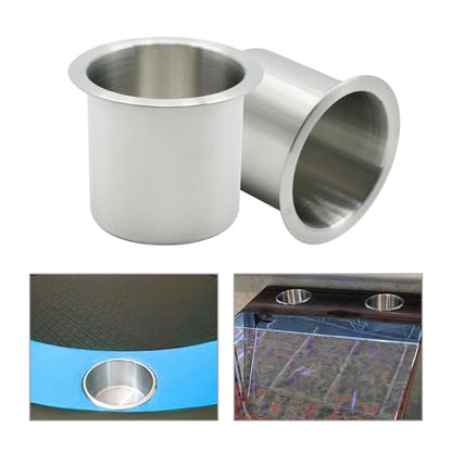 Anxingo 2 Pcs Stainless Steel Cup Holder, Silver Poker Table Drink Holder, Drop-in Cup Drink Holder for Yacht Boats RV Cars and Trucks