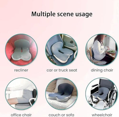 Back and Seat Cushion, Car Seat Cushion, Soothe+ Cushion, Memory Foam L-Shaped Integrated Seat Cushions Lumbar & Lower Back Support for Office Chair, Car (Light Grey) - color: Light Grey