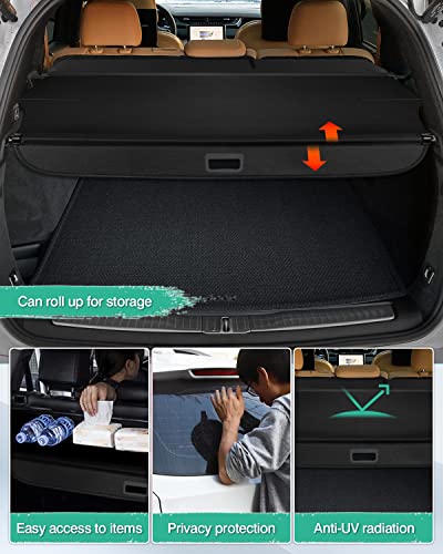 Powerty Retractable Cargo Cover for 2019-2023 Jeep Cherokee(NOT for Grand Cherokee), Canvas Texture Trunk Cover Privacy Screen Rear Security Shade for Cherokee Accessories (with Extented Cover) - size: 2019-2023 | Jeep Cherokee