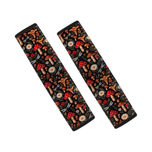 Dreaweet Mushroom Seatbelt Covers for Women Soft Comfort Seat Belt Cover Pad 2 Pack Cute Car Accessories Seatbelt Cushions Universal Car Seat Shoulder Strap Pads - color: Mushroom