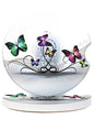 2 Pack Universal Ceramic Car Coasters Colorful Butterflies Abstract,Ceramic Stone with A Finger Notch for Easy Removal of Car Cup Holder Coaster - color: Colorful Butterflies Abstract