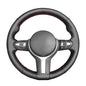MEWANT Steering Wheel Cover for BMW F87 M2 F80 M3 F82 M4 M5 F12 F13 M6 F85 X2 X5 M F86 X6 M F33 F30 M Sport Microfiber Leather Hand Sewing Steering Wheel Wrap - color: no stripe + red thread