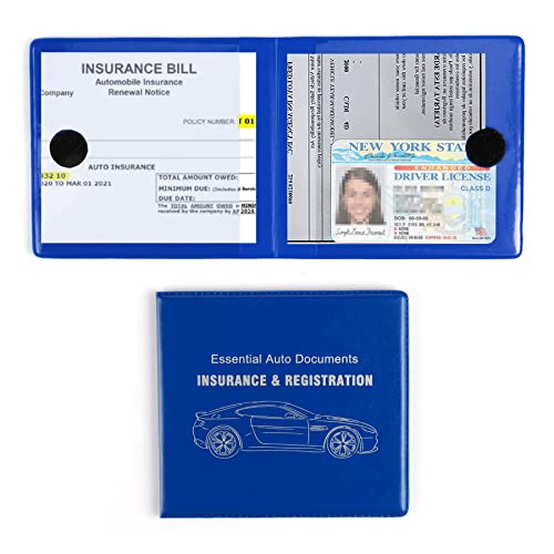 UYYE Car Registration and Insurance Card Holder, Vehicle Glove Box Car Organizer, Interior Car Accessories for Documents, Cards, License - 2 Pack - color: blue