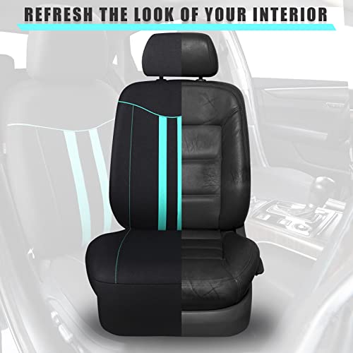 CAR-GRAND Polyester Universal Fit Seat Cover, Black-Mint, Set of 9 Including Headrest Covers, Airbag Compatible, for Cars, Trucks, SUV, Van, Sedan - color: Black-Mint