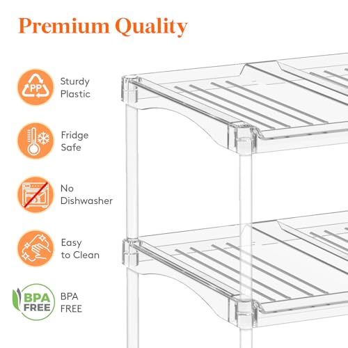 Lifewit Stackable Bottle Storage Organizer, Clear Freestanding Wine Holder for Cabinet, Large Slot Water Bottle Tumbler Cup Organizer for Pantry, Plastic Wine Rack for Fridge Cellar, 4Tier Hold 12 - size: 4 Tier-12 Bottle