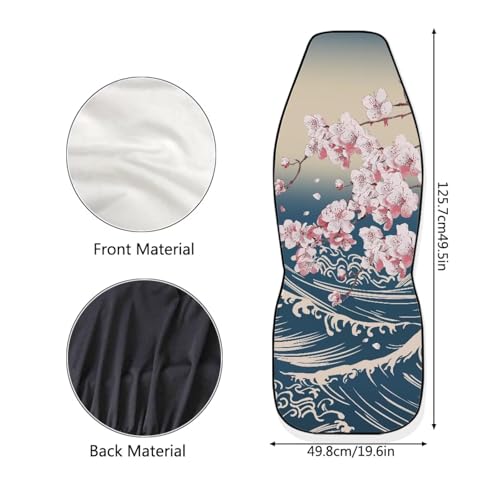 Cherry Blossom Sea Wave Print Car Seat Covers, 2 Pieces Washable Vehicles Front Seat Protectors, Scratch-Resistant Bucket Seat Cover Fits Most Vehicles, Sedans, Trucks, SUVs, Vans - color: Cherry Blossom Sea Wave