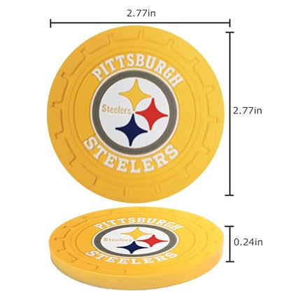 2Pcs Car Cup of Team Coasters,2.75 inches Interior Accessories Silicone Anti Slip Mat Drink Coaster for Car Truck SUV. (GR)