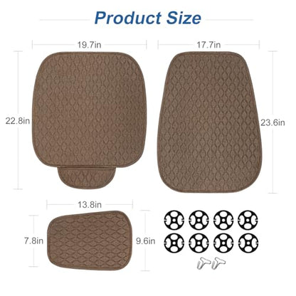 Linen Car Seat Covers Front Seat Covers Breathable Cloth Fabric Car Seat Protector Mats Pad Universal Fit 90% Vehicles,SUVs,Cars,Sedans (2Pack Brown)