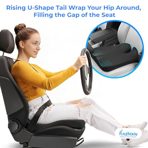 Elevated Car Seat Cushion for Improved View – Reduces Lower Back Pressure & Supports Spine – Ideal for Long Trips – Black Truck Seat Cushion