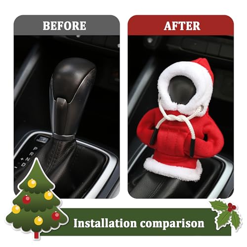 OFBAND Hoodie Car Gear Shift Cover,Christmas Car Decor Gear Shift Knob Cover for Manual/Automatic Shift Knob,Universal Interior Car Accessories Hoodie for Gearr Shifter Knobs (Christmas Red) - color: Christmas Red