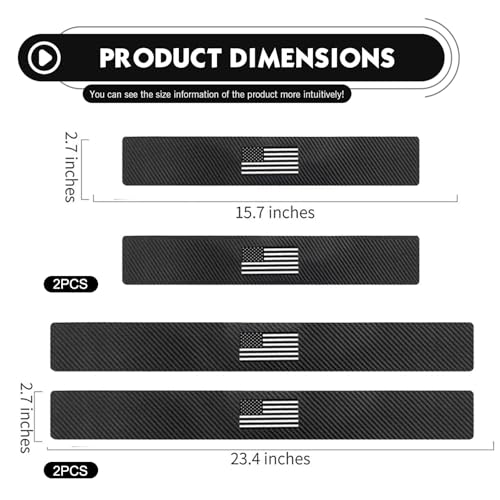 4 PCS Car Door Sill Protectors, American Flag Anti-scratch Threshold Sill Guards, Carbon Fiber Entry Guard Pad Decals, for Most Sedans, Trucks, SUV (Black)