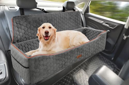 Dog Car Seat for Large Dog Under 100LBS,Pet Booster Back Seat Removable Washable Pet Travel Safety with Safety Tethers & Storage Pocket (Gray) - color: Dog Car Seat(Gray)