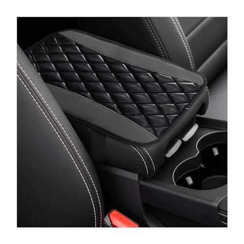 Car Center Console Cushion Pad, Universal Leather Waterproof Armrest Seat Box Cover, Comfortable Auto Armrest Cover Protector, Car Interior Decor Accessories for Most Vehicles (Black & Gray) - color: Black & Gray