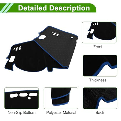 Dash Cover for Nissan Altima 2019-2025 No Hud Dashboard Cover Car Interior Anti-Slip/Anti Dust Polyester Black with Blue Edge 1 Pcs - color: Black with Blue Edge