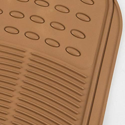 BDK Beige Heavy Duty Front & Rear Rubber Floor Mats Universal Liners for Car SUV Van & Truck, All Weather Protection with Anti-Slip Nibs, Fit Contours of Most Vehicles - color: 583-BG