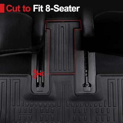 Floor Mats for 2020-2025 Kia Telluride 7/8 Passenger (NOT fit 2027), All Weather TPE Durable Cargo Liner with Backrest Mat Interior Protection for 2025 Kia Telluride AWD - style: Floor Mats Set