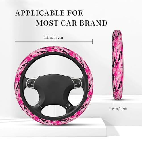 Camouflage Camo Pink Universal Steering Wheel Covers, Cute Car Accessories for Women Girls Car Truck - color: Camouflage Camo Pink