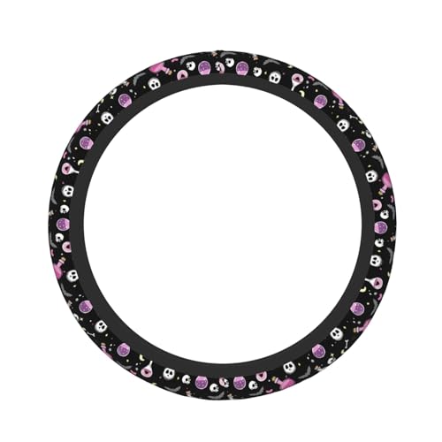Gothic Bat Elastic Stretch Steering Wheel Cover 15 inch, Car Accessories Cover for Women Men, Breathable Anti-Slip - color: D03100154