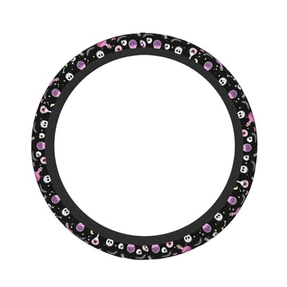 Gothic Bat Elastic Stretch Steering Wheel Cover 15 inch, Car Accessories Cover for Women Men, Breathable Anti-Slip - color: D03100154