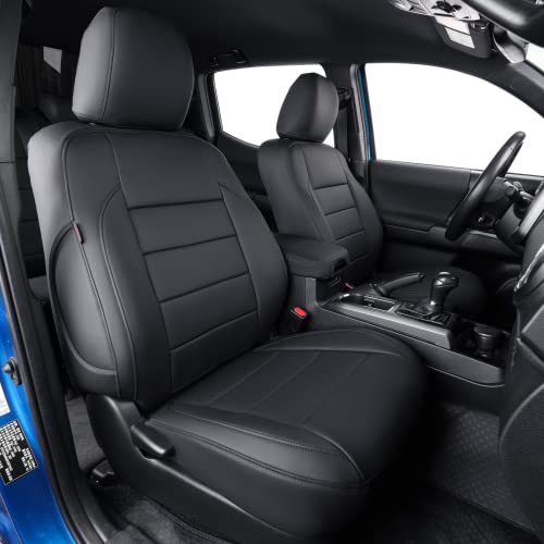 Tacoma Seat Covers Custom Fit for 2005-2011 Toyota Tacoma Double Cab/Crew Cab (Regular Seats),Fully Covered Faux Leather Seat Protector-Full Set (Black) - color: Leatherette (Black), size: 2005-2011 Full Set Tacoma(Regular Seats)