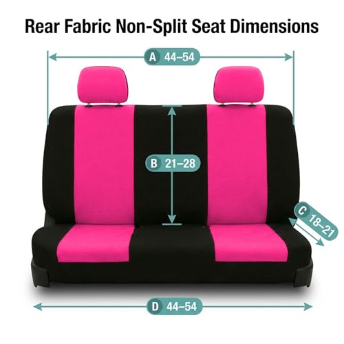 FH Group Pair Set Flat Cloth Car Seat Covers- Universal Fit for Trucks, SUVs, and Vans (Pink/Black) FB050102 - color: Pink