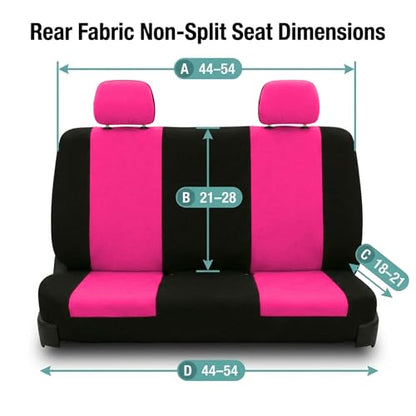 FH Group Pair Set Flat Cloth Car Seat Covers- Universal Fit for Trucks, SUVs, and Vans (Pink/Black) FB050102 - color: Pink