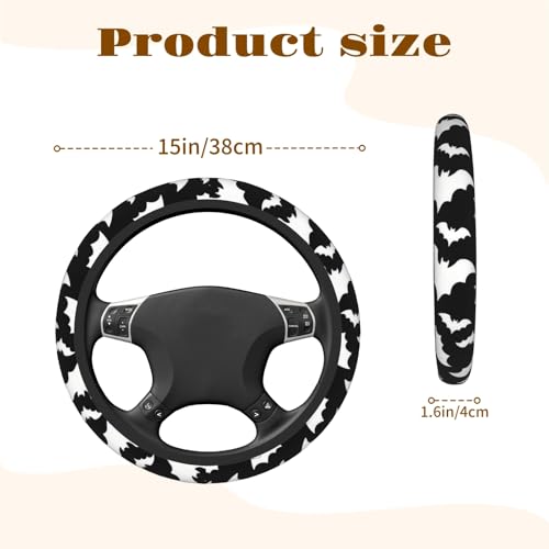 Steering Wheel Cover Accessories Neoprene Cover, Breathable Non-Slip Easy to Install Suitable for Women Men, 14.5-15.5 Inch for Car SUV Van Truck Universal - Bat - color: Bat