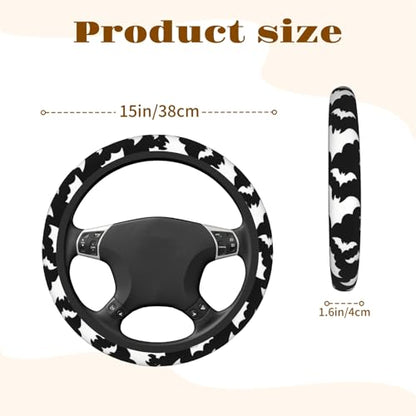Steering Wheel Cover Accessories Neoprene Cover, Breathable Non-Slip Easy to Install Suitable for Women Men, 14.5-15.5 Inch for Car SUV Van Truck Universal - Bat - color: Bat