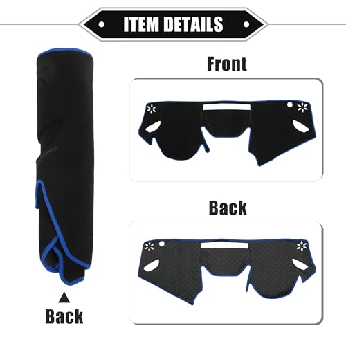 Car Dashboard Cover Mat Compatible for Subaru Impreza 2017-2020, Protective Polyester Black Blue Center Console Interior Trim Dash Board Mat - color: Black, Blue