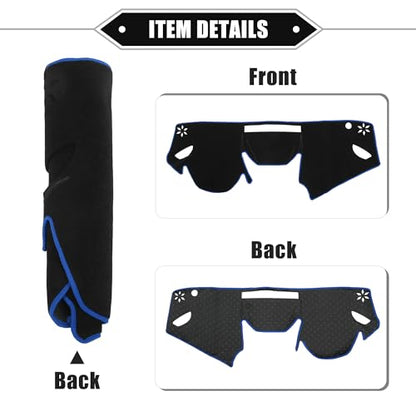 Car Dashboard Cover Mat Compatible for Subaru Impreza 2017-2020, Protective Polyester Black Blue Center Console Interior Trim Dash Board Mat - color: Black, Blue