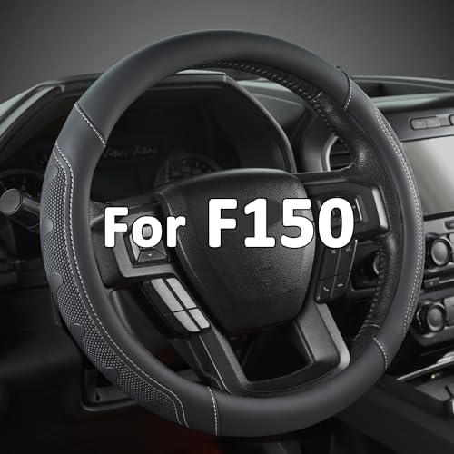 GIANT PANDA Car Steering Wheel Cover for Ford - F150 F250 F350 Expedition, (15.5-16 inches - Black+Gray Line) - color: Black+Gray Line, size: Ford F-Series & Expedition