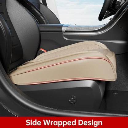 2Pcs Car Seat Cover Front PU Leather Seat Covers Universal Bottom Seat Covers for Most Vehicles,Sedan,Truck,SUV,21.26 inches in Length and 21.26 inches in Width (Beige-Front Bottom 2 Piece) - color: Beige-Front Bottom 2 Piece