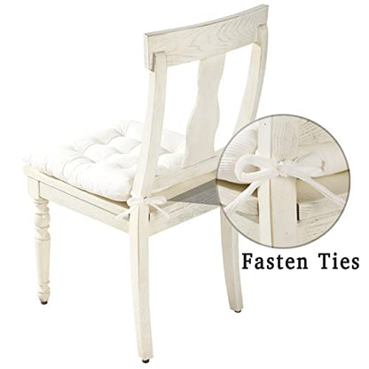 Corduroy Chair Cushion with Ties Ultra Soft Warm Floor Cushion for Kids Reading Nook Comfortable Square Seat Cushion for Adult 15.7”x15.7”, White