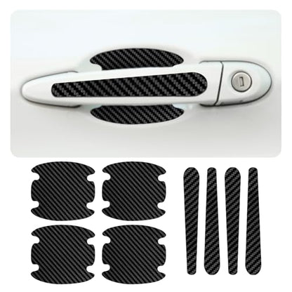 8PCS Carbon Fiber Car Door Handle Scratch Protectors, Universal Paint Guard Sticker for Door Handle Bowl, Fits Most Cars, Trucks, SUVs (Black)